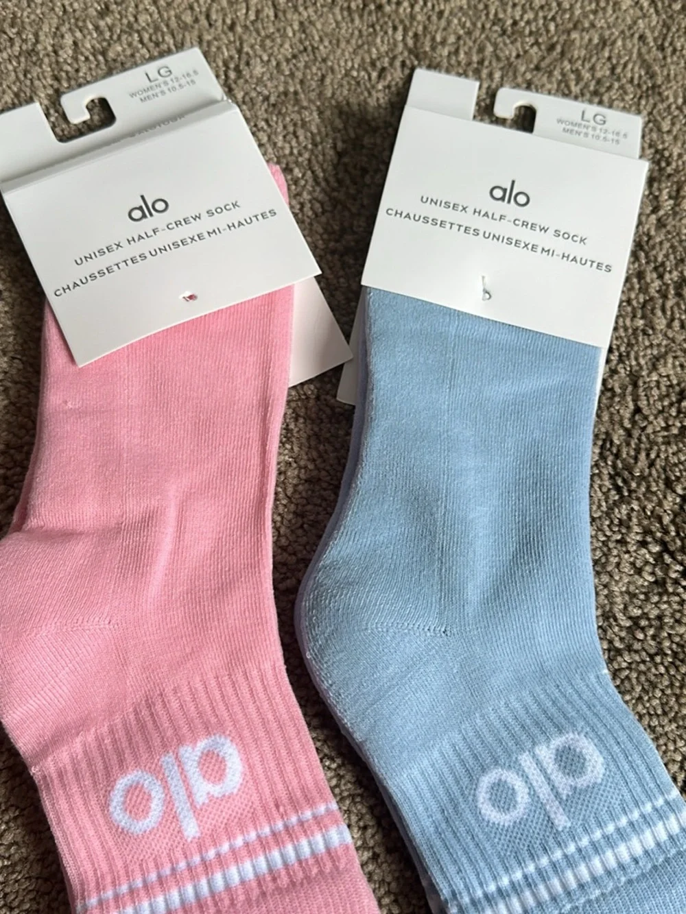 LG Women’s Athletic Crew Socks — Pink & Light Blue